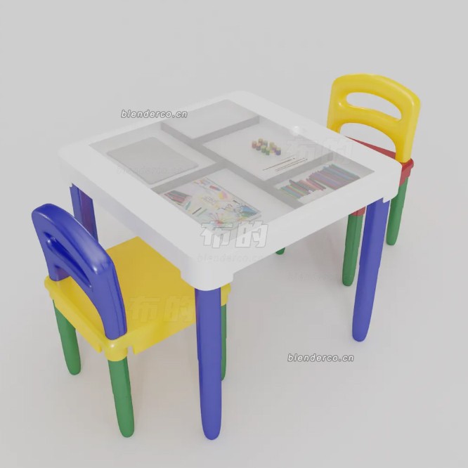blender儿童用塑料桌模型_blender布的16