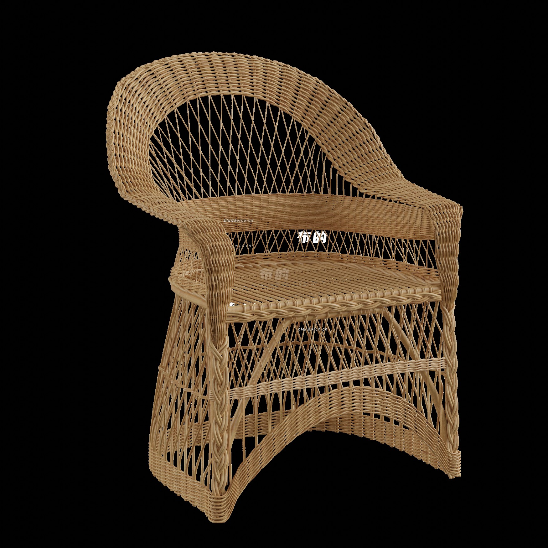 blender柳条编织座椅模型_blender布的52