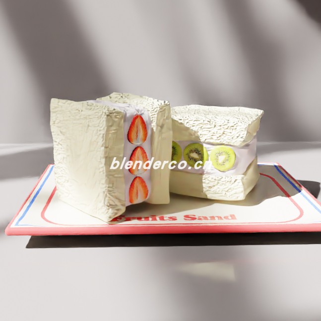 blender水果奶油三明治模型_blender布的65