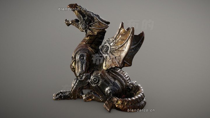 blender金属齿轮龙模型_blender布的27