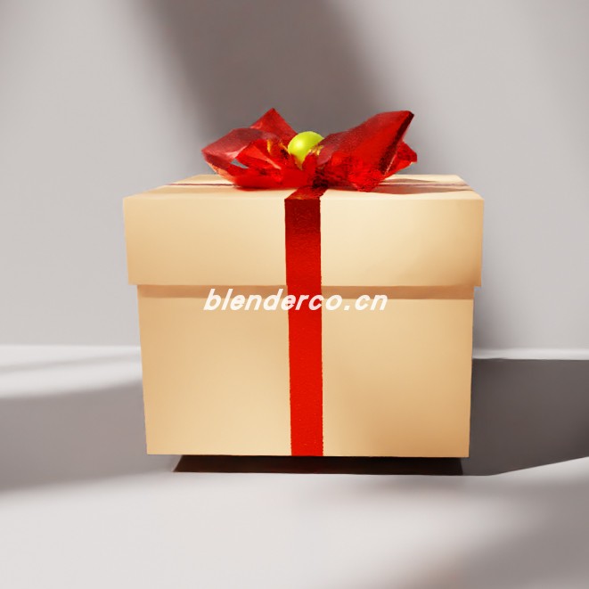 blender圣诞缎带礼物盒模型_blender布的65