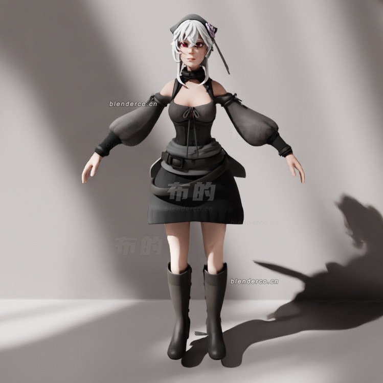 blender女巫女服务员模型_blender布的08