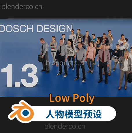blender布的-低多边人物模型预设插件25 Dosch Lo-Poly People Vol. 1: Kpack 3
