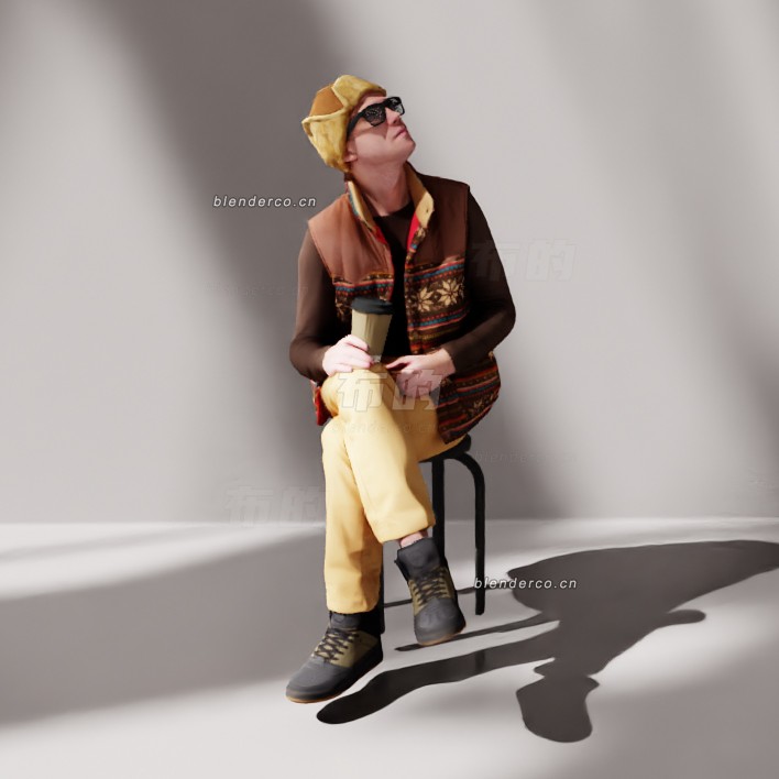 blender仰望星空的男人模型_blender布的27