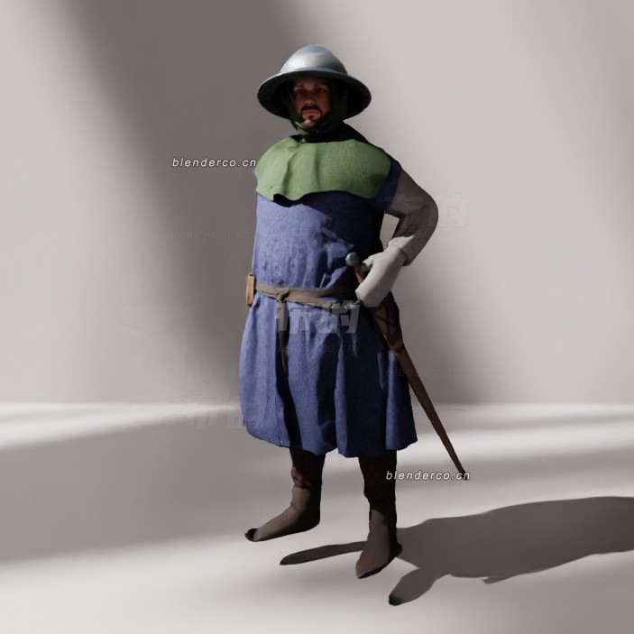 blender中世纪士兵模型_blender布的61