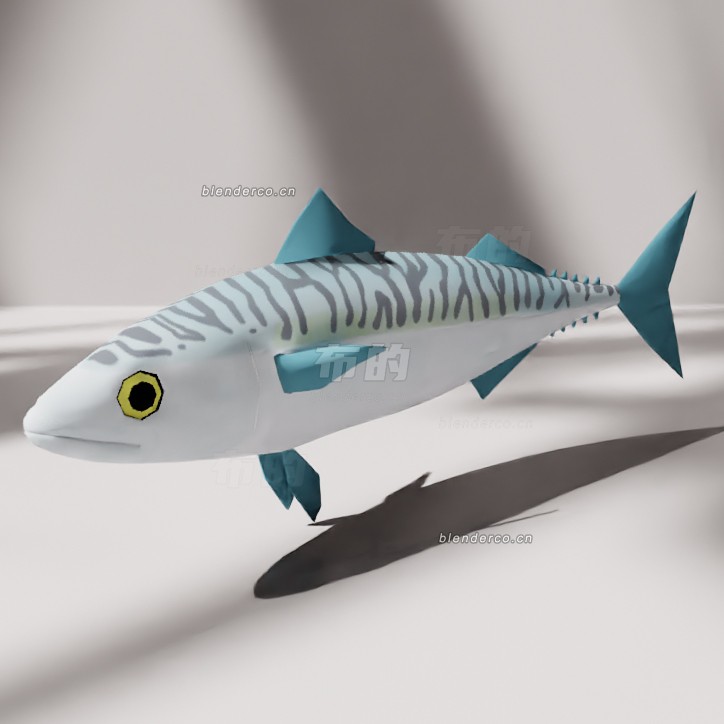 blender低多边形动画鲭鱼模型_blender布的05