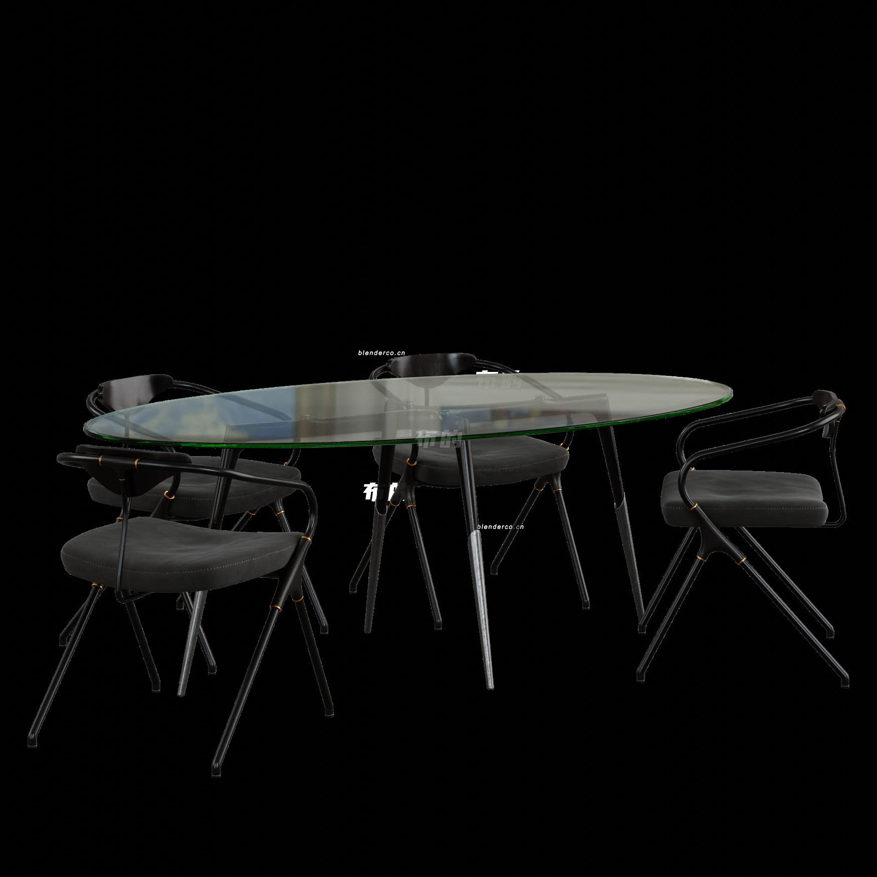 blender现代工业餐桌椅子模型_blender布的80