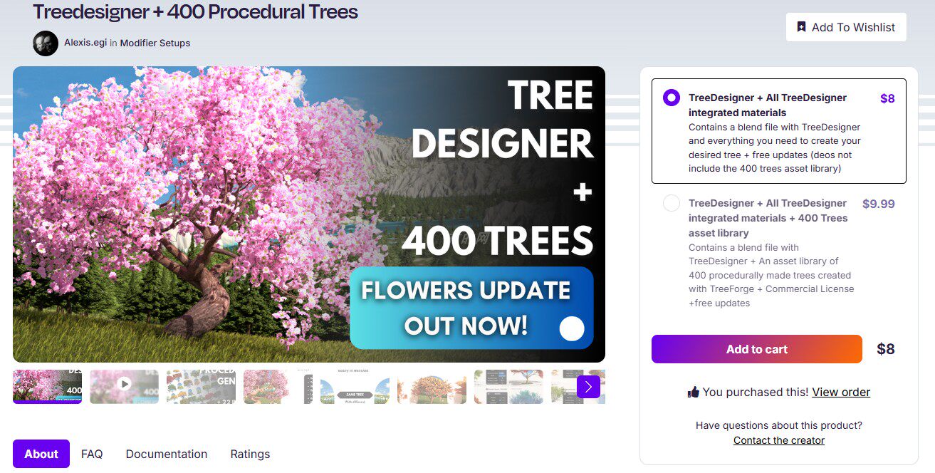 Treedesigner + 400 Procedural Trees 【因为购买过，群内可同步更新最新插件】-blender布的