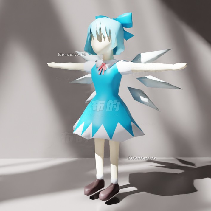 blender低多边形琪露诺模型_blender布的18