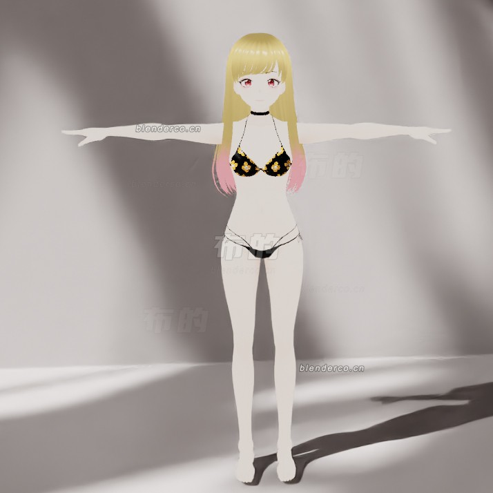 blender北川真鈴比基尼模型_blender布的19