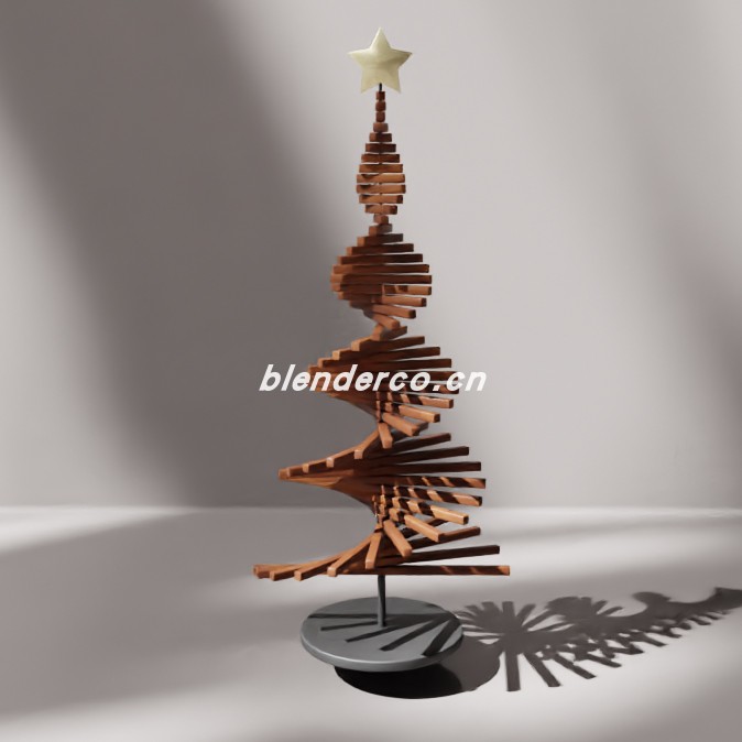blender极简木质板圣诞树模型_blender布的121
