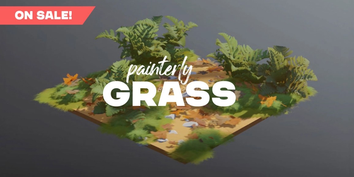 Blender卡通风格植物草地模型资产预设 CGC Painterly Grass Asset Library V1.0 标准版