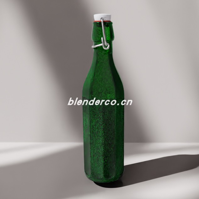 blender绿色玻璃瓶模型_blender布的98