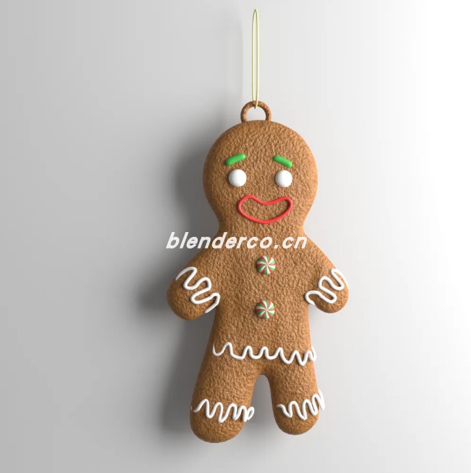 blender圣诞姜饼人模型_blender布的34