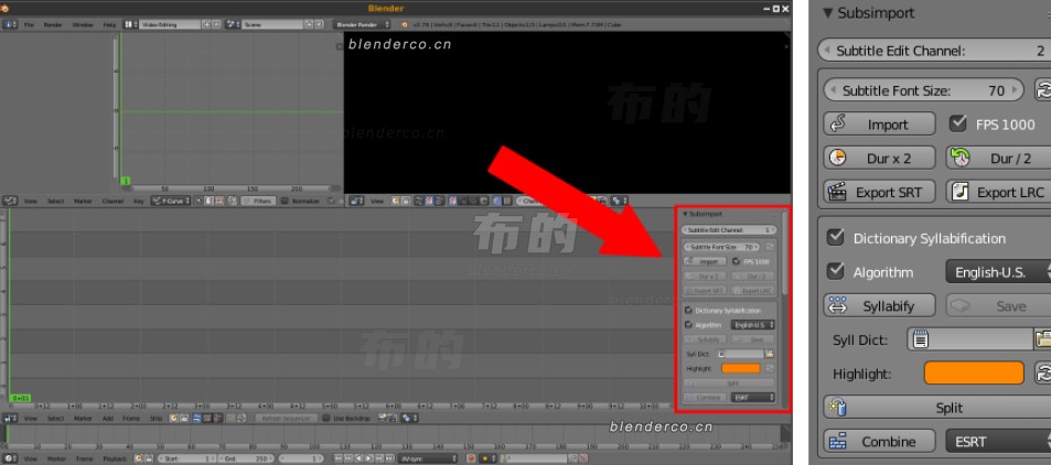 blender字幕导入插件Subsimport