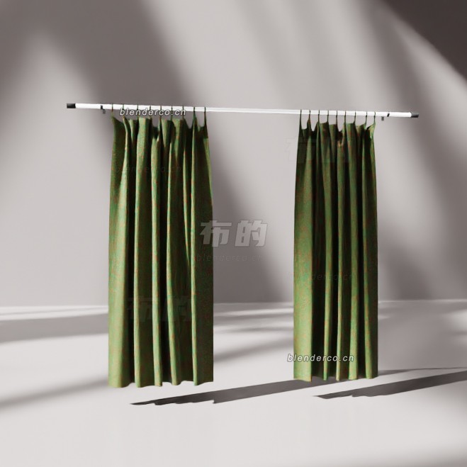 blender窗帘 橄榄绿模型_blender布的37