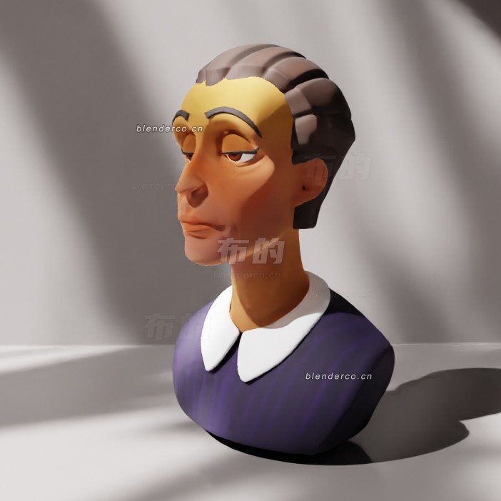 blender卡通人物半身像模型_blender布的87