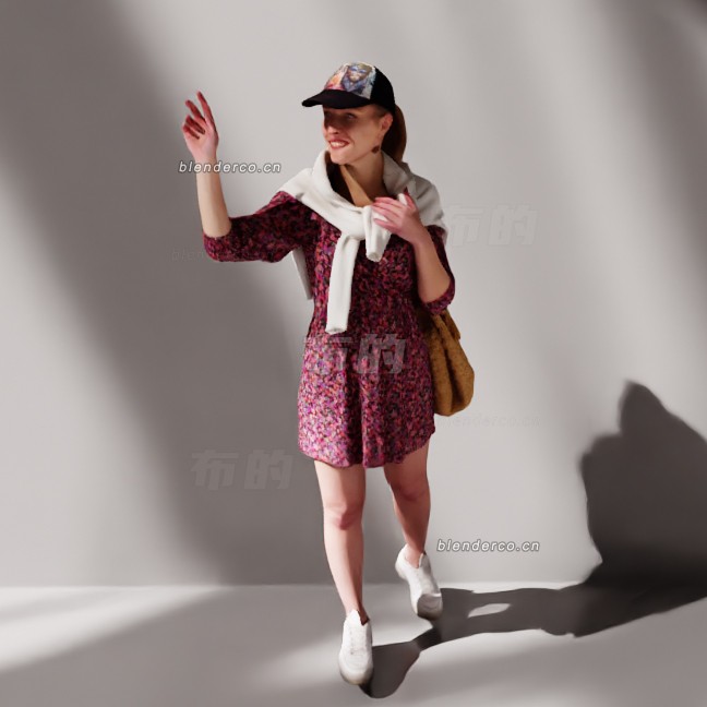 blender打招呼的女士模型_blender布的64