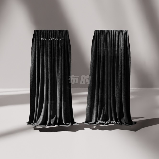 blender黑色窗帘模型_blender布的29