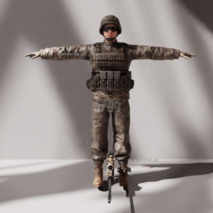 blender美国军人角色模型_blender布的09