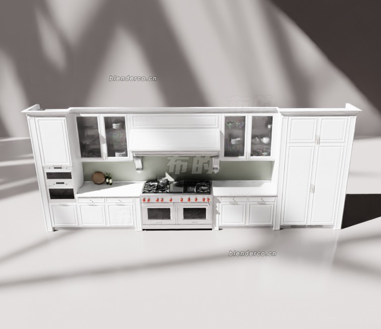 厨房橱柜组合柜blender模型布的24