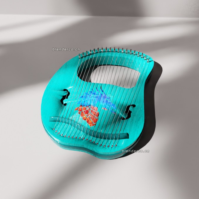 blender多彩现代里拉琴模型_blender布的143