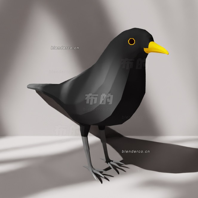 blender低聚黑鸟模型_blender布的33