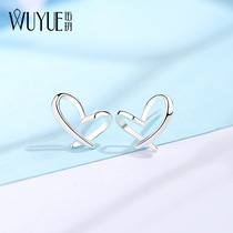 925 sterling silver love stud female heart shape simple small hollow earrings 2021 New Tide sleep free 162