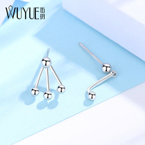 Wu Yue 925 sterling silver bean ball beads earrings earrings female do not need to pick a two wear asymmetry