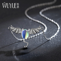925 sterling silver little devil necklace female artificial Moonstone choker Korean version to give girlfriend gift pendant short