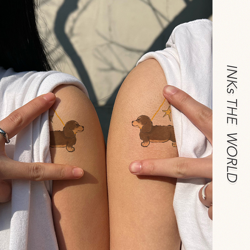 Butoo Tattoo Stickers Dachshund Puppy Tattoo Stickers for Women Waterproof Long-Lasting Colorful Tattoo Stickers Finger Tattoo Stickers