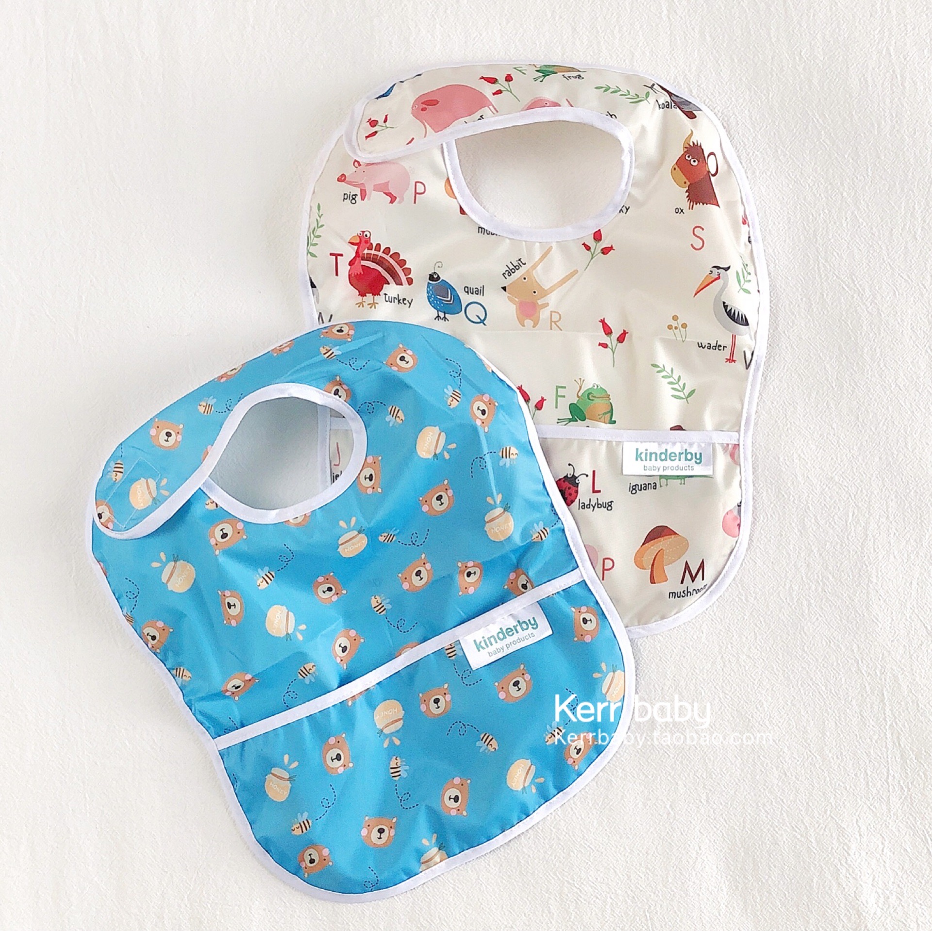 Kerr baby Korean light and thin baby eating pocket waterproof anti-dirty children's bib supplementary food saliva pocket portable