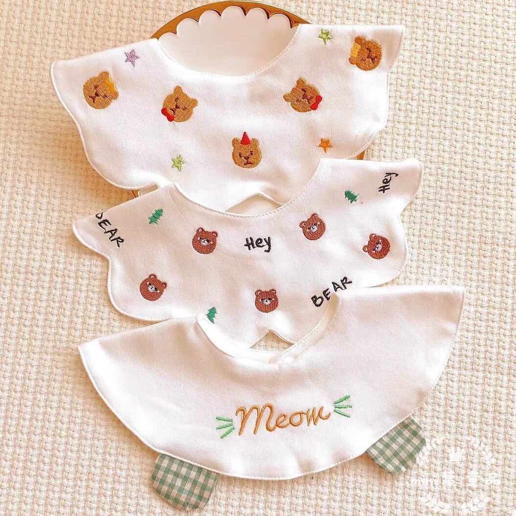 Han Prints baby round pocket pure cotton baby anti-puff milk surrounding pocket saliva towels with 360-degree rotatable surrounding pocket