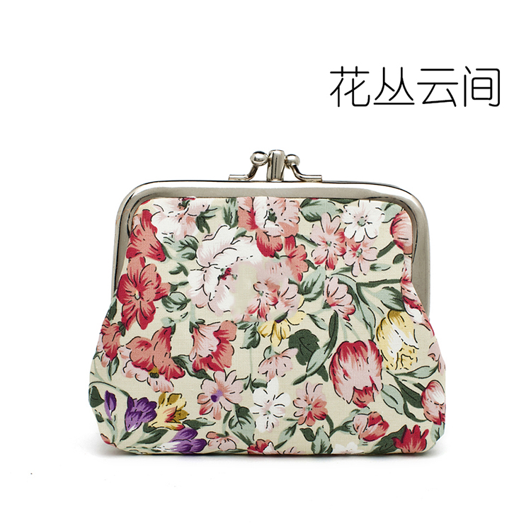 [Mua hai tặng một] ví nhỏ nữ vải nghệ thuật thẻ retro túi vàng khóa túi in hình đồng xu mỏng - Ví tiền ví đựng tiền