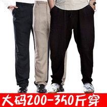 Fat guy fat man super large size plus fat plus size men fat linen casual pants cotton and linen trousers thin