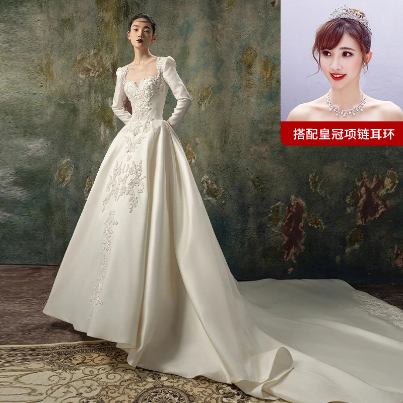  M+Ivory white (dragging model)+headdress three -piece set   + $43.99 