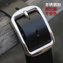 Leather Strap Male Dermis Overdyeing Head Layer Cow Leather Ins Superfire Mesh Red Tong Stainless Steel Buckle Anti-Allergy Handmade Belt