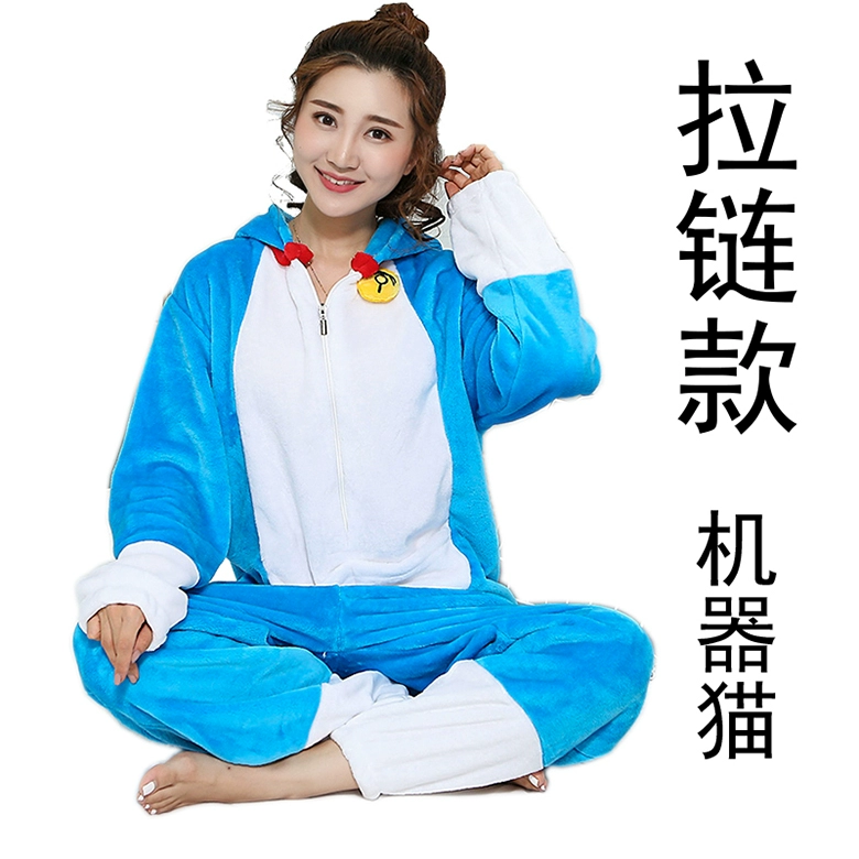 Mùa thu và mùa đông dày Kumamoto gấu dây kéo flannel phim hoạt hình động vật Xiêm người lớn đồ ngủ nam và nữ dịch vụ nhà couple pijama đẹp