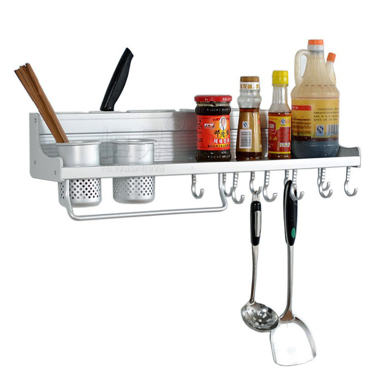Kitchen hardware pendant Space aluminum shelf hanger hook double barrel knife holder Condiment rack