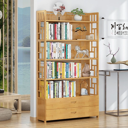 Простая книжная полка, современный и минималистичный книжный шкаф для школьников из натурального дерева