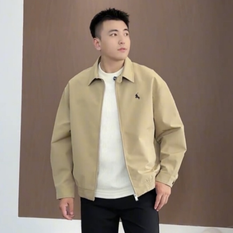 Autumn American-Style Trendy Harrington Turtle-Neck Jacket for Men, Fashionable and Versatile, Business Casual, Outdoor Windproof Coat