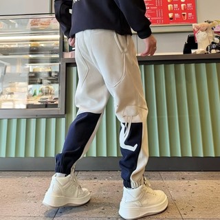 冬季美式潮牌刺绣字母加绒加厚束脚休闲裤男士百搭宽松保暖哈伦裤