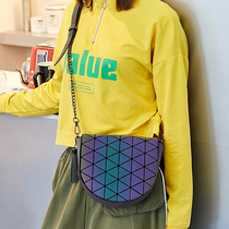 Cross bag Hanfeng shoulder high face value small Bag Geometric diamond grid leather chain tassel ins Wind Storage cosmetic bag