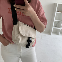 Canvas bag lazy wind washed old chic niche shoulder slung bag for men and women couples student postman black bag