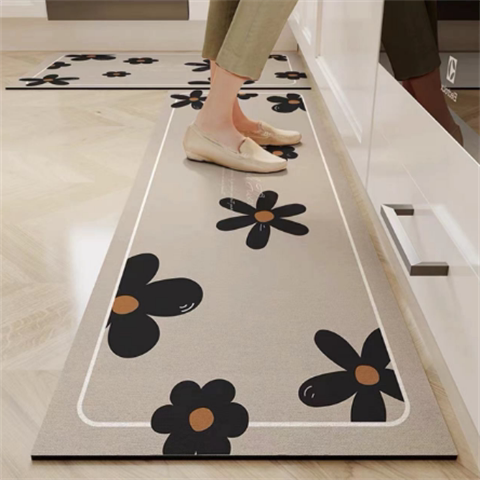 Kitchen home floor mats, water-proof and oil-proof diatom mud carpets, long mats, door mats, anti-slip door mats for foot rubbing