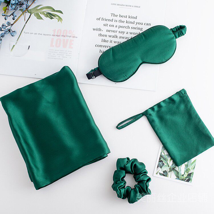 Pro-skin real silk pillowcase mulberry silk large intestine hair ring silk blindfold Non-steam composition Ins head etc. cabin travel cover