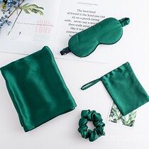 Skin-friendly silk pillowcase mulberry silk large intestine hair ring silk eye mask non-steam combination ins first-class travel cover