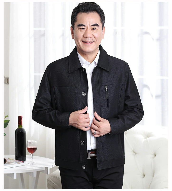 Áo khoác trung niên và áo khoác cha mùa xuân và mùa thu tải 50 tuổi 70 ông nội mùa xuân và mùa thu quần áo giản dị 60 quần áo nam cao tuổi