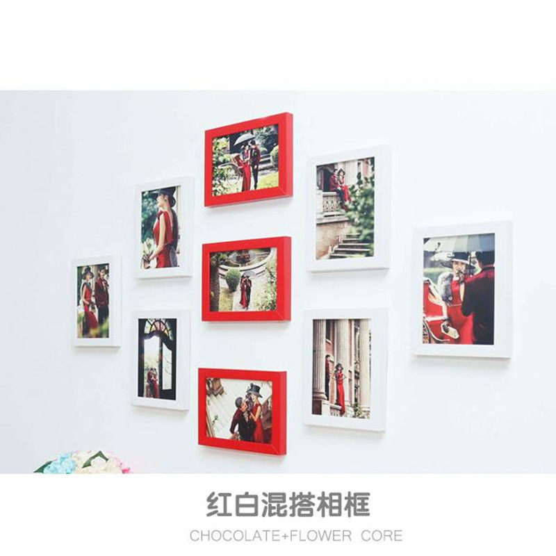 Wall hanging photo frame 7 inch photo wall sticker bedroom background Korean combination simple no-punch indoor hook ins creation