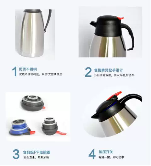 Thép không gỉ nồi cà phê đôi cách nhiệt nồi nắp phẳng đầu vịt miệng gà đầu bar KTV phòng trà khách sạn - Cà phê